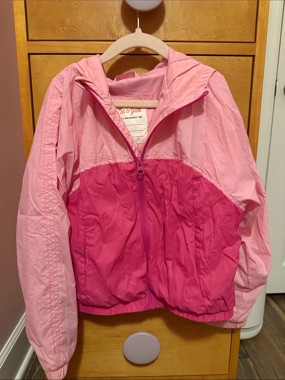 Cat & Jack Pink Two-Tone Colorblock Windbreaker Jacket